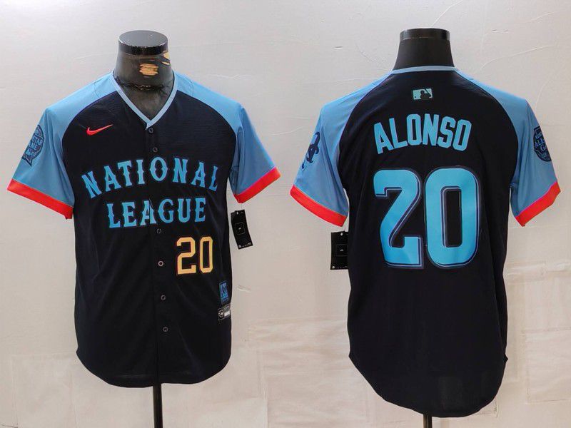 Men New York Mets #20 Alonso Blue All star 2024 Nike MLB Jersey style 3->new york mets->MLB Jersey